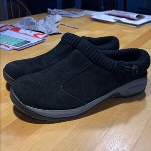 Terrain Khombu Boulder Womens Black Suede Faux Fur Lined Clog Mule size 10 M NWT